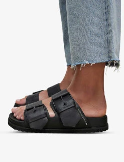 AllSaints Sian Double-strap Leather Sandals 11 AllSaints Sian Double-strap Leather Sandals -Manolo Blahnik Store R03882657 BLACK ALT05