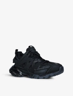 Balenciaga Women's Track Clear Sole Panelled Mesh, Nylon And Woven Trainers -Manolo Blahnik Store R03889057 BLACK ALT02