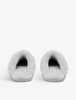 Faux Fur-trim Faux-suede Mule Slippers 5 Faux Fur-trim Faux-suede Mule Slippers -Manolo Blahnik Store R03895269 PALEGREY ALT02