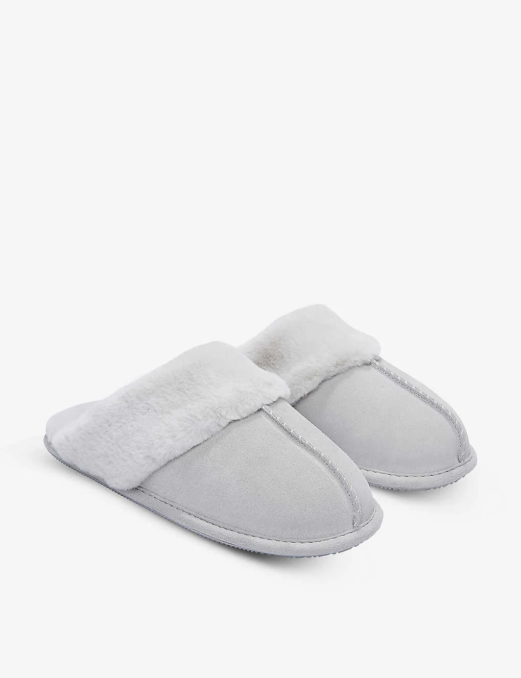 Faux Fur-trim Faux-suede Mule Slippers 1 Faux Fur-trim Faux-suede Mule Slippers