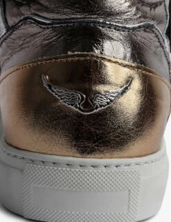 Zadig & Voltaire ZV1747 Metallic Leather Mid Top Trainers 9 Zadig & Voltaire ZV1747 Metallic Leather Mid Top Trainers -Manolo Blahnik Store R03909551 SILVER ALT04