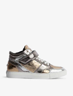 Zadig & Voltaire ZV1747 Metallic Leather Mid Top Trainers