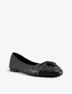 Dune Hanson Twist-knot Leather Ballet Flats -Manolo Blahnik Store R03911120 BLACKLEATHER ALT02