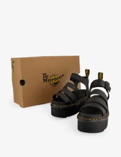 Dr. Martens Blaire Contrast-stitch Platform Leather Sandals -Manolo Blahnik Store R03922866 BLACKHYDRO ALT05