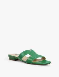 Dune Loupe Cut-out Leather Sandals -Manolo Blahnik Store R03929806 GREENLEATHER ALT02