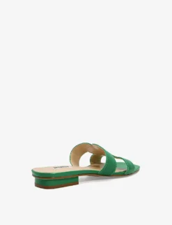Dune Loupe Cut-out Leather Sandals -Manolo Blahnik Store R03929806 GREENLEATHER ALT03