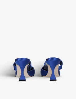 Manolo Blahnik Scapetamu 70 Buckle-embellished Satin Heeled Mules -Manolo Blahnik Store R03936608 BLUE ALT03