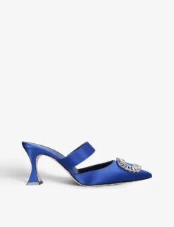 Manolo Blahnik Scapetamu 70 Buckle-embellished Satin Heeled Mules