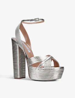 Aquazzura Sundance Metallic Leather Platform Sandals 6 Aquazzura Sundance Metallic Leather Platform Sandals -Manolo Blahnik Store R03939545 GOLD ALT02