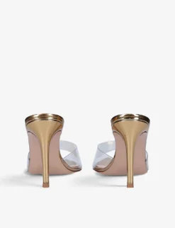 Elle Leather And PVC Heeled Mules -Manolo Blahnik Store R03941265 GOLD ALT03