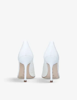 Manolo Blahnik Hangisi 105 Buckle-embellished Lace Courts -Manolo Blahnik Store R03945240 WHITE ALT03