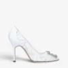 Manolo Blahnik Hangisi 105 Buckle-embellished Lace Courts