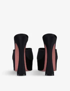 Amina Muaddi Dalida Leather Heeled Platform Sandals -Manolo Blahnik Store R03945246 BLACK ALT03