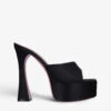 Amina Muaddi Dalida Leather Heeled Platform Sandals