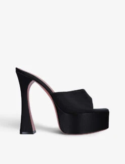 Amina Muaddi Dalida Leather Heeled Platform Sandals