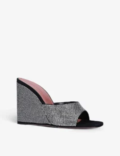 Amina Muaddi Lupita Crystal Embellished Leather Wedge Sandals -Manolo Blahnik Store R03945293 BLACK ALT02