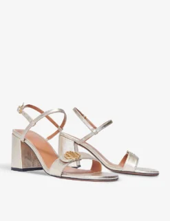 Maje Filomena Clover-logo Leather Sandals -Manolo Blahnik Store R03947627 OR ALT02