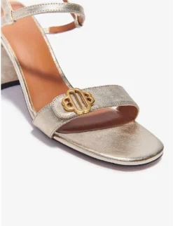 Maje Filomena Clover-logo Leather Sandals -Manolo Blahnik Store R03947627 OR ALT04