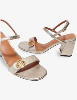Maje Filomena Clover-logo Leather Sandals -Manolo Blahnik Store R03947627 OR ALT06