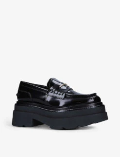 ALEXANDER WANG Carter Logo-plaque Platform Leather Loafers 6 ALEXANDER WANG Carter Logo-plaque Platform Leather Loafers -Manolo Blahnik Store R03948833 BLACK ALT02
