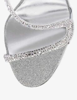 Christian Louboutin Rosalie Strass 100 Suede Heeled Sandals -Manolo Blahnik Store R03950455 SILVERCRY ALT04