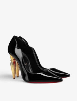 Christian Louboutin Lipchick Pump 100 Leather Courts -Manolo Blahnik Store R03950481 BLACKLINBKGOLD ALT02