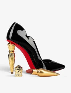 Christian Louboutin Lipchick Pump 100 Leather Courts -Manolo Blahnik Store R03950481 BLACKLINBKGOLD ALT04
