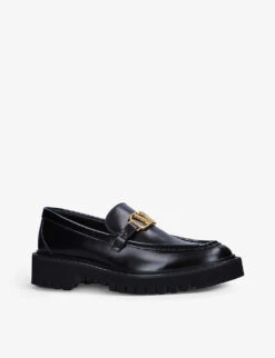 Valentino Garavani VLOGO Logo-embellished Leather Loafers -Manolo Blahnik Store R03953916 BLACK ALT02
