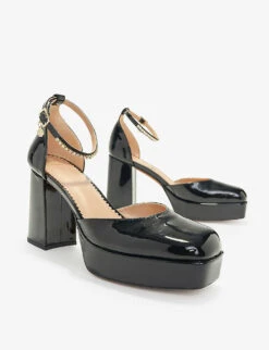 Maje Franci Gem-embellished Leather Platform Heels -Manolo Blahnik Store R03955689 NOIRGRIS ALT02