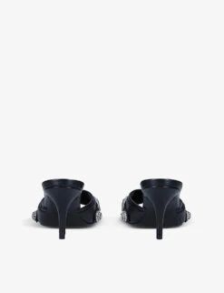Balenciaga Cagole Stud-embellished Leather Sandals -Manolo Blahnik Store R03955914 BLACK ALT03