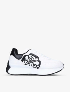 Alexander McQueen Women's Sprint Runner Logo-embossed Leather Low-top Trainers
