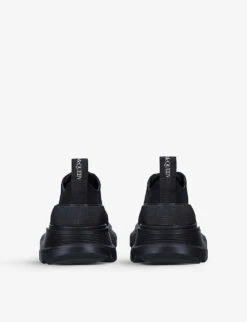 Alexander McQueen Women's Logo-embossed Canvas Low-top Trainers -Manolo Blahnik Store R03959777 BLACK ALT03