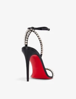 Christian Louboutin So Me 100 Leather Heeled Sandals -Manolo Blahnik Store R03960189 BLACKSILVER ALT04