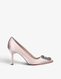 Manolo Blahnik Hangisi 90 Crystal-embellished Satin Courts
