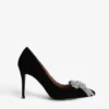 Kurt Geiger London Belgravia Bow Crystal-embellished Velvet Court Heels