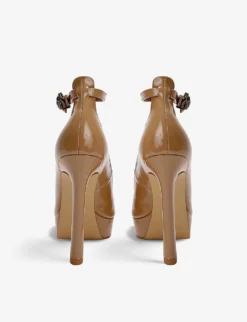 Kurt Geiger London Shoreditch Patent-leather Platform Court Heels -Manolo Blahnik Store R03964294 CAMEL ALT03