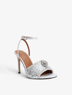 Kurt Geiger London Kensington Heeled Metallic Sandals -Manolo Blahnik Store R03966177 SILVERCOM ALT02