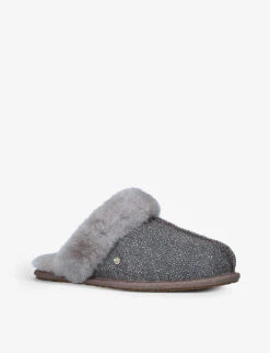 Ugg Caviar Scuffette II Textured Metallic Sheepskin Slippers 6 Ugg Caviar Scuffette II Textured Metallic Sheepskin Slippers -Manolo Blahnik Store R03977494 OTHER ALT02