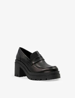Dune Grounded Heeled Leather Loafers 6 Dune Grounded Heeled Leather Loafers -Manolo Blahnik Store R03980166 BLACKLEATHER ALT02
