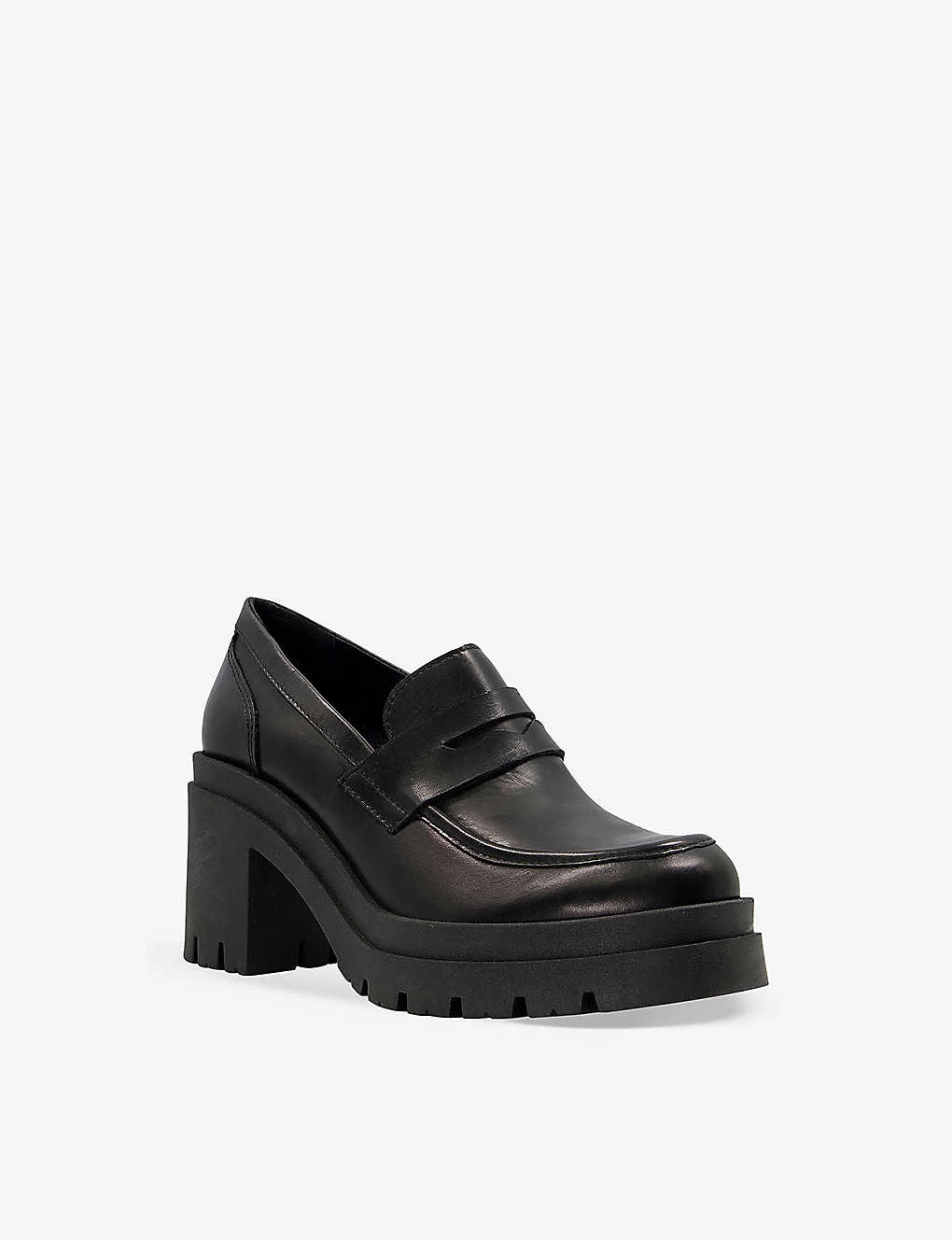 Dune Grounded Heeled Leather Loafers 3 Dune Grounded Heeled Leather Loafers - Image 3