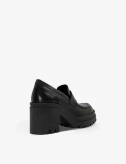 Dune Grounded Heeled Leather Loafers 7 Dune Grounded Heeled Leather Loafers -Manolo Blahnik Store R03980166 BLACKLEATHER ALT03