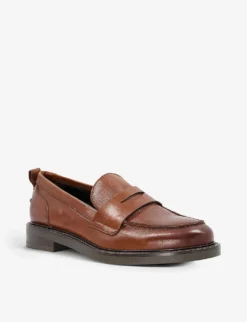 Dune Geeno Apron-stitch Leather Penny Loafers -Manolo Blahnik Store R03980901 TANLEATHER ALT02