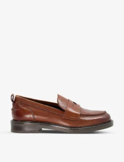 Dune Geeno Apron-stitch Leather Penny Loafers