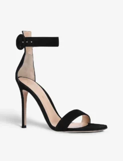 Portofino Open-toe Suede Heeled Sandals -Manolo Blahnik Store R03989144 BLACK ALT02