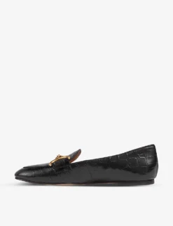 Daphne Croc-effect Snaffle-detail Leather Loafers -Manolo Blahnik Store R03991374 BLABLACK ALT02
