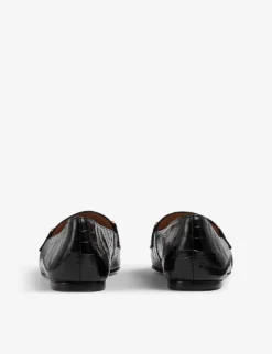 Daphne Croc-effect Snaffle-detail Leather Loafers -Manolo Blahnik Store R03991374 BLABLACK ALT03