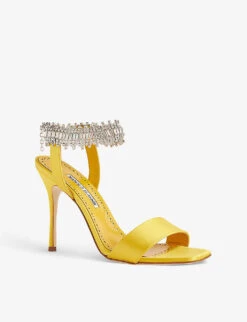 Manolo Blahnik Parinasan 105 Crystal-embellished Satin Heeled Sandals -Manolo Blahnik Store R03991762 YELLOW ALT02