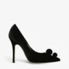 Manolo Blahnik Piera 115 Pom Pom-embellished Velvet Courts