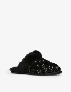 Ugg Scuffette II Sequin-embellished Sheepskin Slippers -Manolo Blahnik Store R03996646 BLACK ALT02