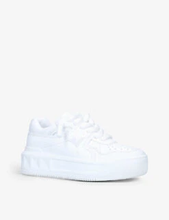 Valentino Garavani One Stud Brand-embossed Leather Low-top Trainers -Manolo Blahnik Store R03998291 WHITE ALT02